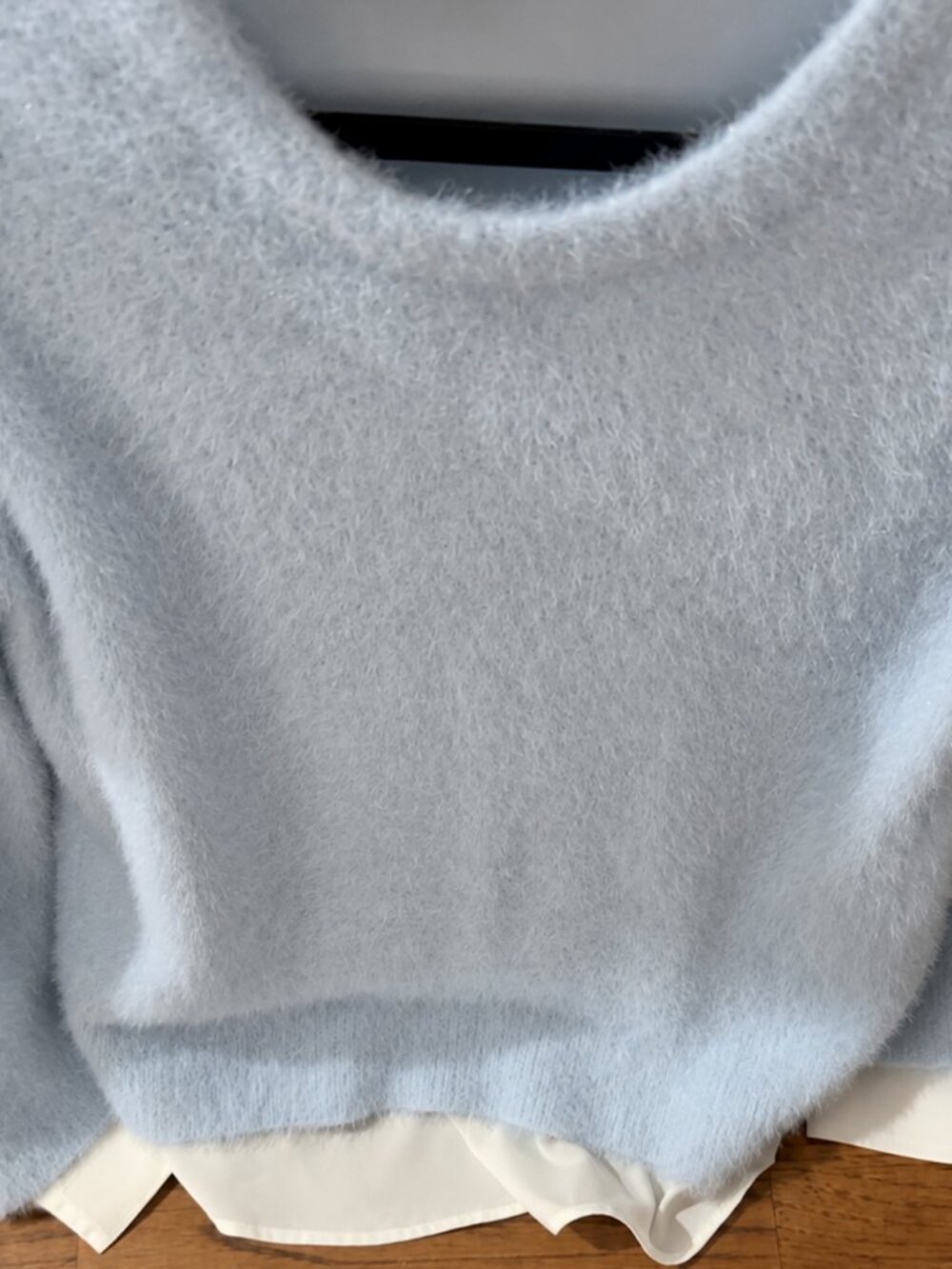 Ivanka Trump Knit Sweater Layered Hem, powder blue, size small (relaxed fit)